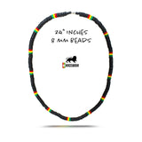 Rasta Coconut Thick Necklace Rastafari Reggae Hawaii Jamaica Marley 25" 8 mm