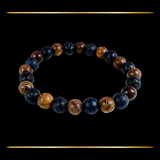 3 Bracelet Bundle Braided Adjustable String Faux Leather & Stretch Fit Wood Bead