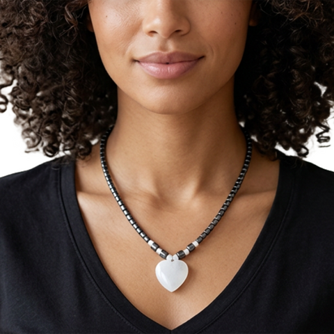 Hematite Choker Necklace Pendant Peace Hematite Fashion Necklace Unisex 18" (Copy)