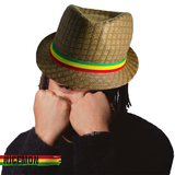 Rasta Striped Fedora Trilby Boho Reggae Music Festival Hat Dancehall Roots Wear