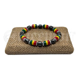 Hematite Rasta Color Stretch Fit Jamaica Bracelet Conscious Vibe Africa Love