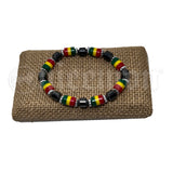 Hematite Rasta Color Stretch Fit Jamaica Bracelet Conscious Vibe Africa Love