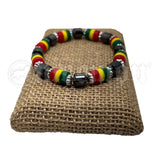 Hematite Rasta Color Stretch Fit Jamaica Bracelet Conscious Vibe Africa Love