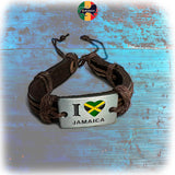 Jamaica Flag Leather Wrist Cuff Wrist Bracelet Hippie Bob Reggae One Love IRIE