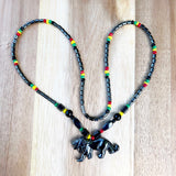 Hematite Necklace Pendent Rastafari Jah Love Rasta Jamaica Reggae Bob Rasta IRE