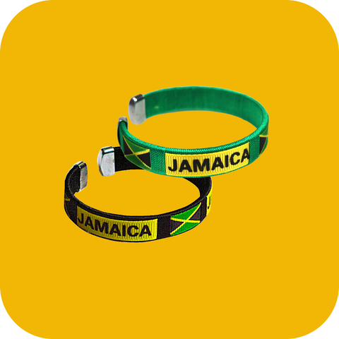 Lot Of 2 Jamaica Flag Bracelet Wristband Braided Caribbean Bracelets One Size