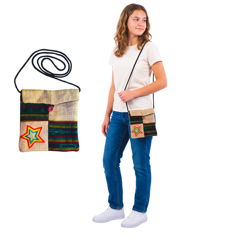 Handmade Burlap Passport Shoulder Bag Rasta Reggae Marley Hippie Purse Crossbody