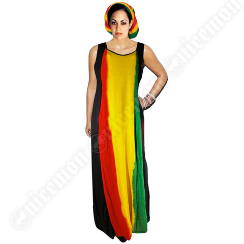 Reggae Rasta Colors Ladies Ethnic Africa Caribbean Jamaica Beach Maxi Long Dress