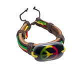 Peace Bracelet Cuff Rastafari Reggae Jamaica Irie Jewelry Adjustable Unisex Gift
