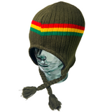 Rasta Chullo Hat Beanie Earflaps Jamaica Reggae Dreadlock Ski Cap Artisan Style