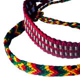 2 Rasta Friendship Bracelet Set Jamaican Reggae Roots Woven Cotton Boho Festival