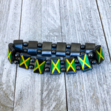 Lion Of Judah Weed Of Wisdom Ganja Hematite Rasta Bracelet Wrist Band Reggae RGY