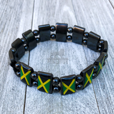 Lion Of Judah Weed Of Wisdom Ganja Hematite Rasta Bracelet Wrist Band Reggae RGY