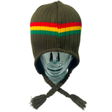 Rasta Chullo Hat Beanie Earflaps Jamaica Reggae Dreadlock Ski Cap Artisan Style