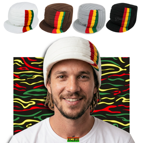 Roots Reggae Beanie Knit Cap Hat Kufi Rasta Surfer Hawaii Jamaica SMALL fit
