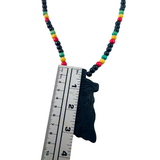 Jesus Christ Yeshua Messiah Wood Necklace Pendant w/Rasta Colors Irie Jesus 38"