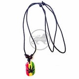 Black Cord Necklace Reggae Vibes Canna Leaf Rasta Necklace Pendant Irie 1SZ FIt