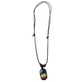 Black Cord Necklace Reggae Vibes Canna Leaf Rasta Necklace Pendant Irie 1SZ FIt