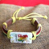 Astrological Zodiac Sign Rasta Fashion Bracelet Leather Cuff Hippie IRIE 1sz fit