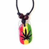 Black Cord Necklace Reggae Vibes Canna Leaf Rasta Necklace Pendant Irie 1SZ FIt