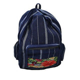 Cotton Blue Stripe Jeans Backpack Embroider Tapestry Bag Hippie Boho Cotton 15"