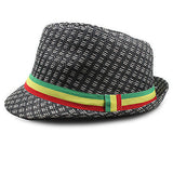 Rasta Fedora Hat Cap Africa Reggae Dancehall Roots Cap Jah Love 100% Straw