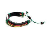 Rasta Stripe Leather Band Bracelet Wrist Bracelet Hippie Reggae Marley 1Sz Fit