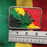 Cannabas Belt Buckle Rasta Rastafari Selassie Marley Weed Belt Buckle Irie 3.25"