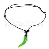 Black Cord Surfer Necklace Tiger Tooth Style Pendant Reggae Rasta Hippie 18"