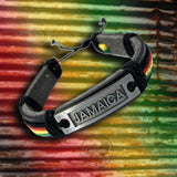 Jamaica Flag Leather Wrist Cuff Wrist Bracelet Hippie Bob Reggae One Love IRIE