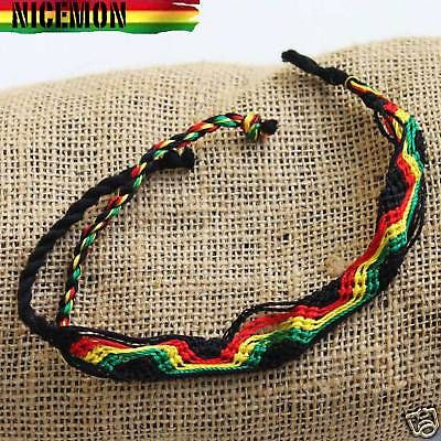 Rasta Friendship Rope Wrist Bracelet 100% Cotton Reggae Marley Irie Jamaica 11"