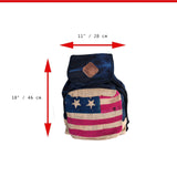 USA American Flag Backpack Tote Bag Burlap Boho Hippie Gypsy PURSE