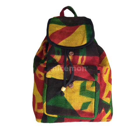 Reggae Cool Runnings Drawstring Burlap Backpack Bag Hippie Surfer Marley 15"
