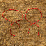 Lot of 2 Knotted Red String Protection Bracelets Adjustable 1mm String