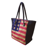 USA American Shopping Bag Handbag Burlap Boho Hippie Gypsy Jute BURLAP