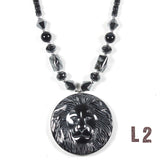 Hematite Choker Necklace Lion Pendant Jah Love Rasta Africa Reggae Rasta 18"/26"