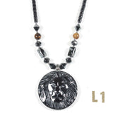 Hematite Choker Necklace Lion Pendant Jah Love Rasta Africa Reggae Rasta 18"/26"