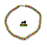 Puka Shell Necklace Rasta Colors Choker w/Screw Clasp Hawaii Jamaica 18"/46 cm