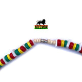 Puka Shell Necklace Rasta Colors Choker w/Screw Clasp Hawaii Jamaica 18"/46 cm