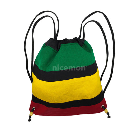 Rasta Duffle Square Sack Ez Backpack Back Pack Reggae Marley Jamaica 15"x15"