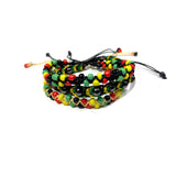 Lot Of 3 Jamaica Rasta Style Beads Band Bracelet Wrist Bracelet Cuff SZ FIT