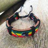 Rasta Black Leather Wrist Cuff Africa Emblem Wrist Bracelet Reggae IRIE