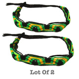 Lot Of 2 Jamaica Reggae Wrist Bracelet Cool Runnings Peace One Love Marley 9"