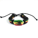 Rasta Leather Wrist Cuff Jamaica One Love Ganja Leaf Bracelet Hippie Reggae IRIE