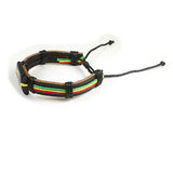 Rasta Leather Wrist Cuff Peace Sign Emblem Wrist Bracelet Hippie Bob Reggae IRIE