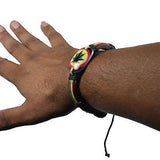 Rasta Leather Wrist Cuff Jamaica One Love Ganja Leaf Bracelet Hippie Reggae IRIE