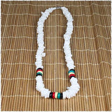 Puka Shell Necklace Rasta Colors Choker w/Screw Clasp Hawaii Jamaica 18"/46 cm