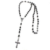 Jesus Necklace Rosary Cross Lord Savior Hematite Jesus Christ Necklace ROSARY