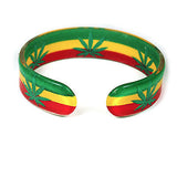 Rasta Hard Plastic Weed Leaf Bracelet Rastafari Bangle Jamaica Reggae Irie VIBES