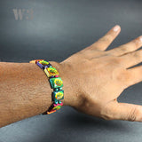 Rasta Laquer Finish Ganja Leaf Bracelet Hippie Reggae Jamaica One Love Bob IRIE